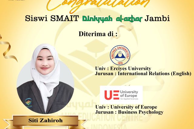 Selamat! Tiga Alumni SMA IT Diniyyah Al-Azhar Diterima di Erciyes University, Turkey